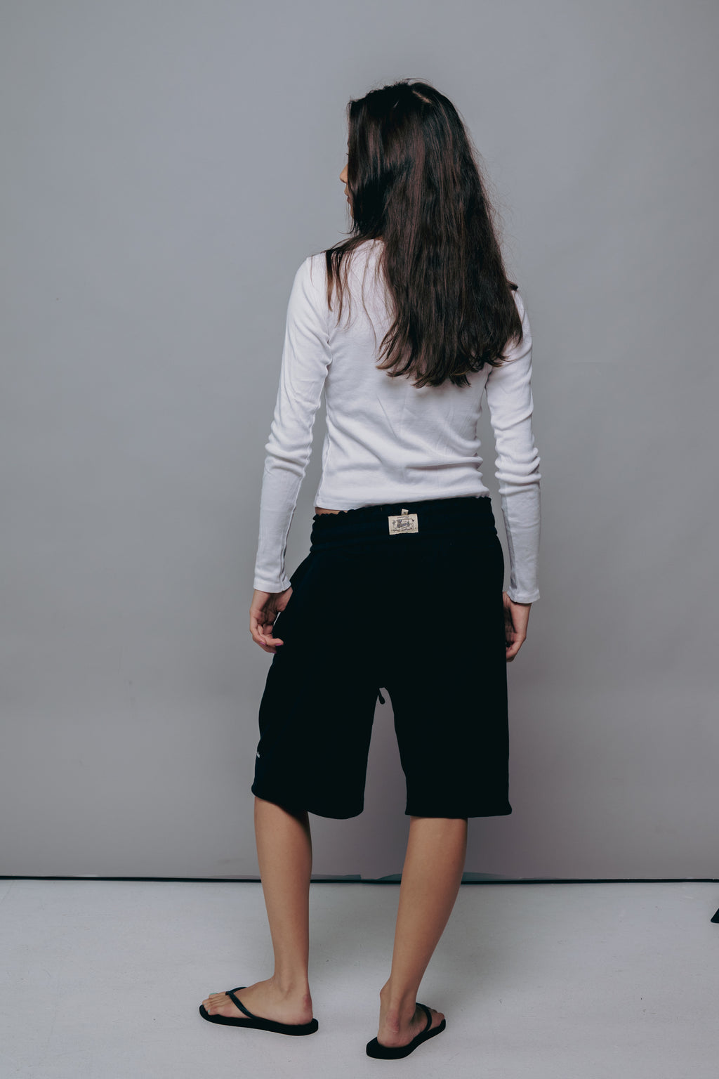 Black Waffle Knit Cream Shorts