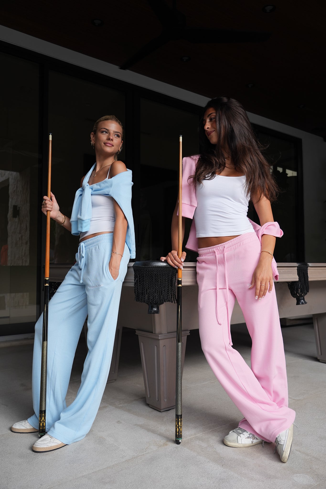 Countryside Staples Pastel Pink Waffle Knit Lounge Sweats