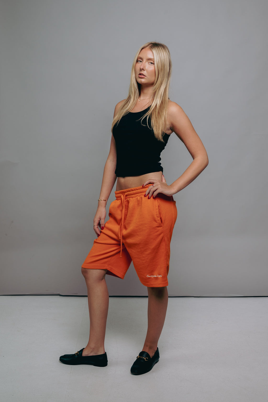 Orange Waffle Knit Shorts