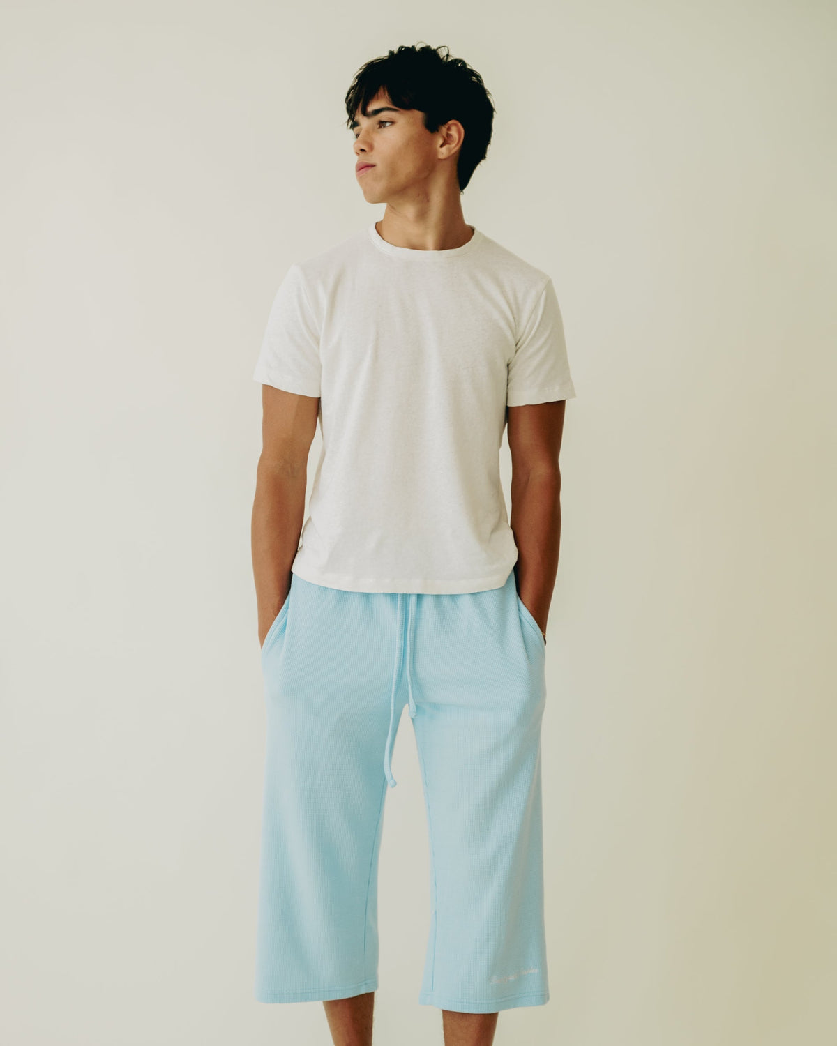 Baby Blue 3/4 Waffle Knit Sworts