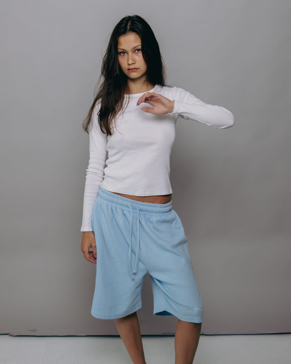 Baby Blue Waffle Knit Shorts