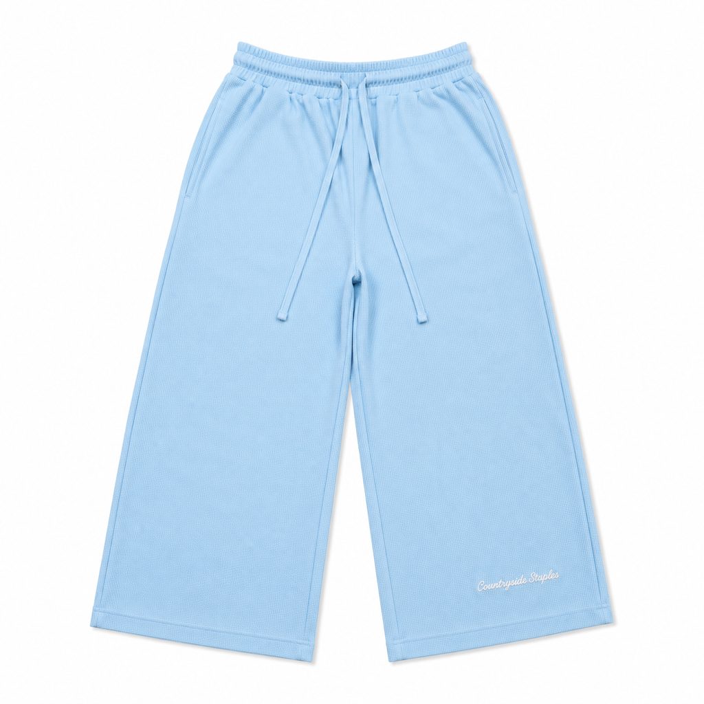 Baby Blue 3/4 Waffle Knit Sworts