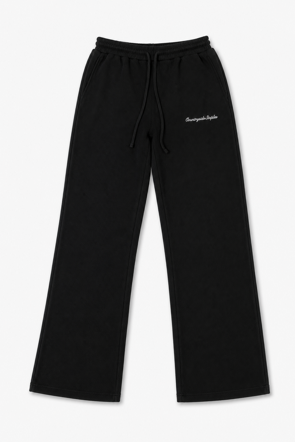 Black Waffle Knit Lounge Sweats