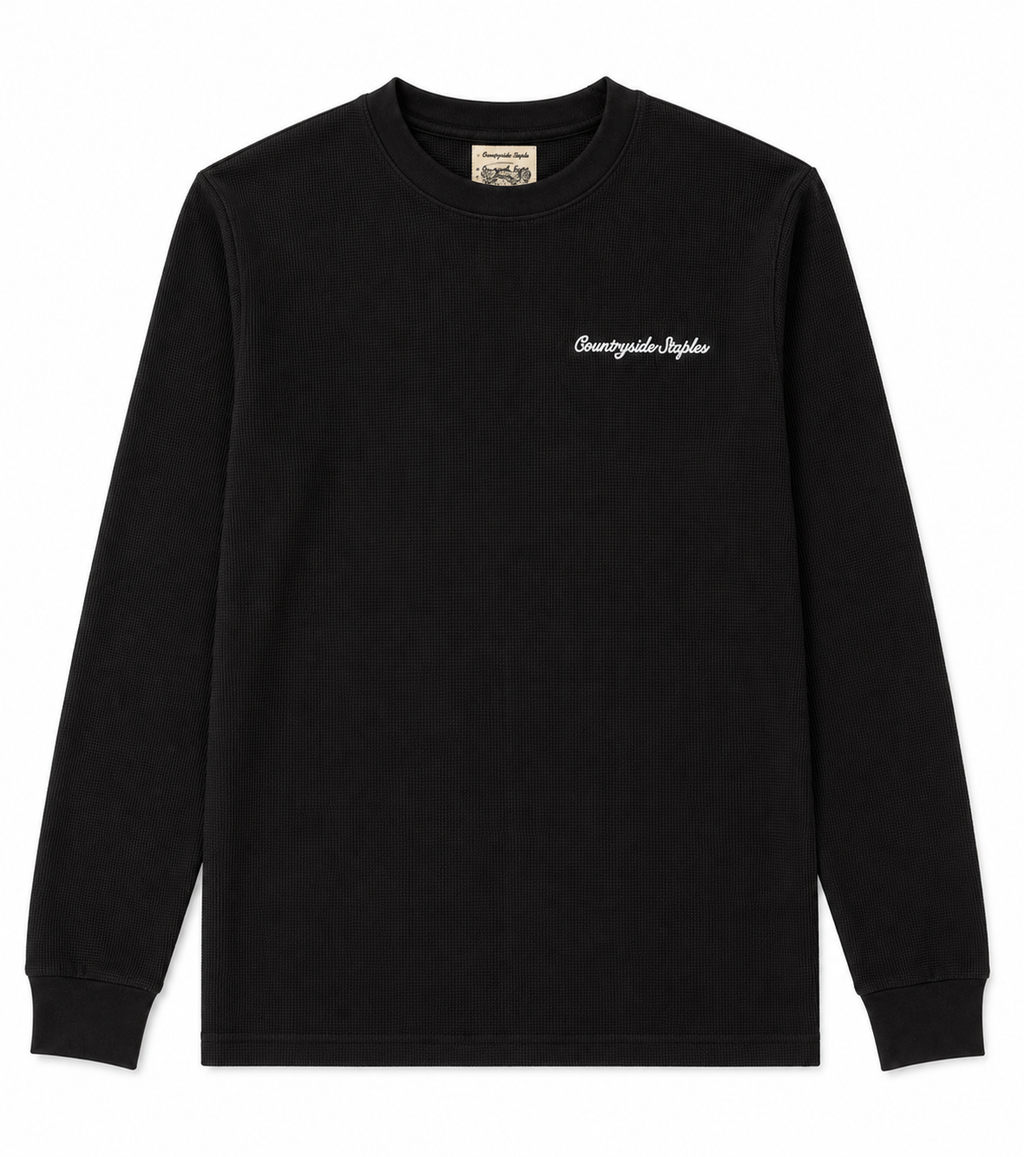 Black Waffle Knit Longsleeve