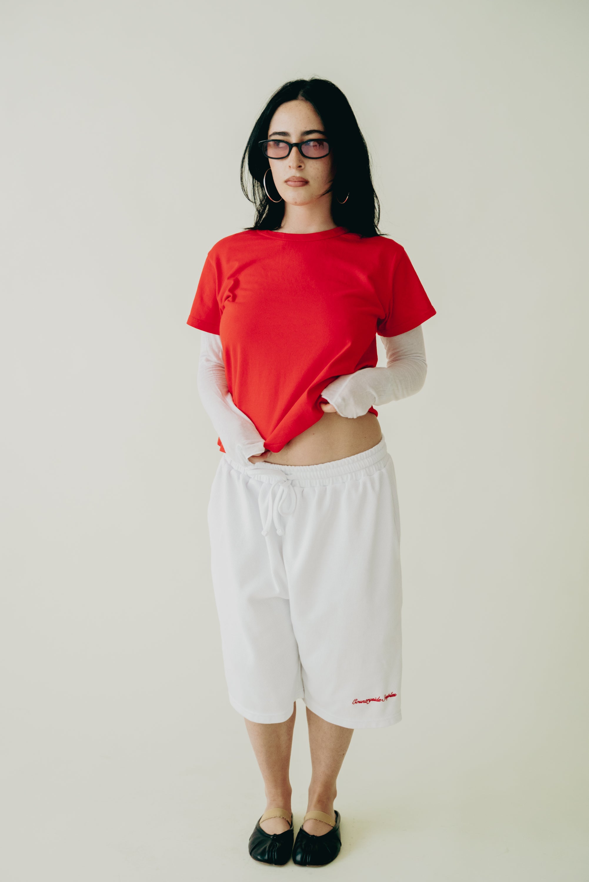 Bone White Waffle Knit Shorts (Pre-Order)