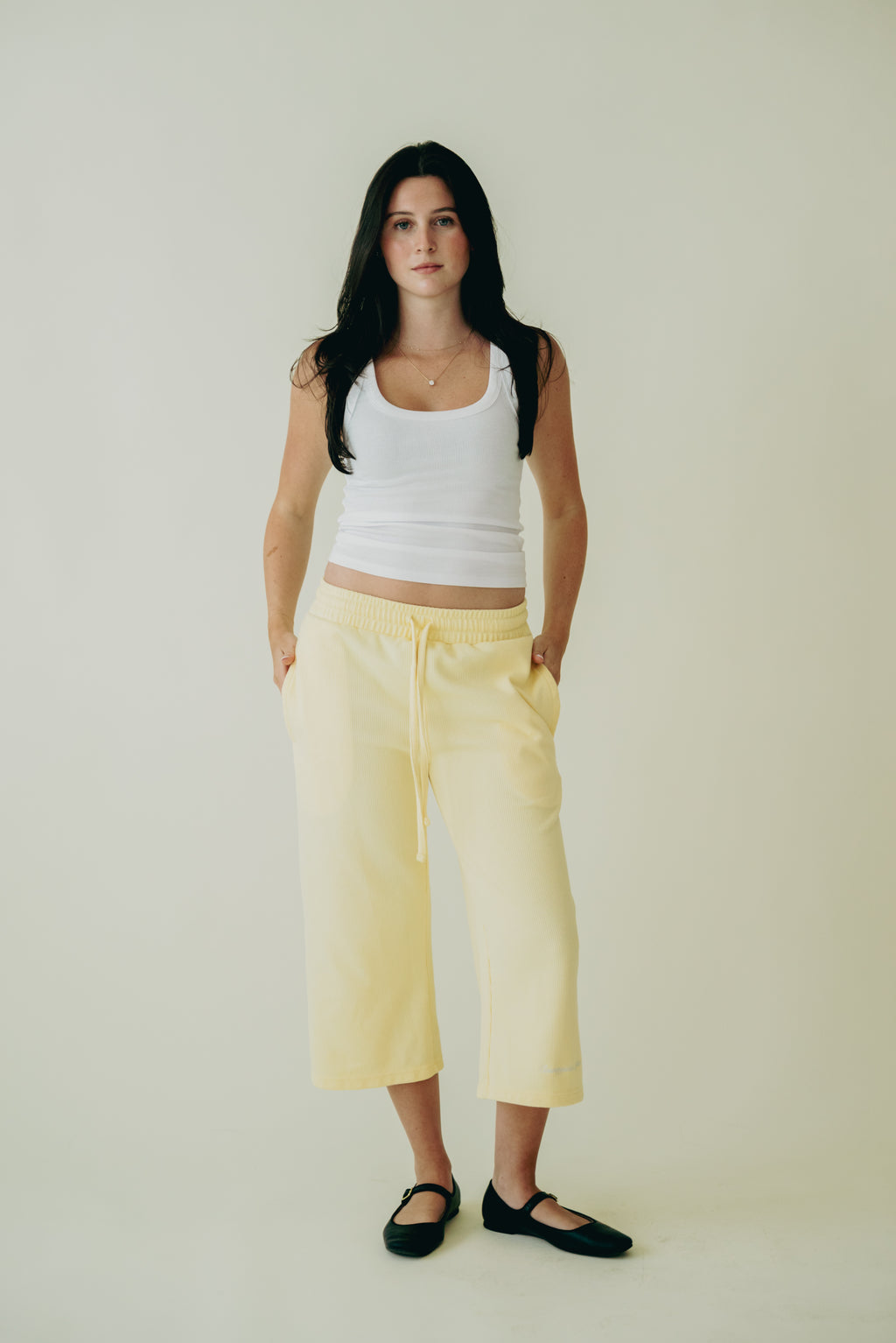 Butter Yellow Waffle Knit 3/4 Sworts
