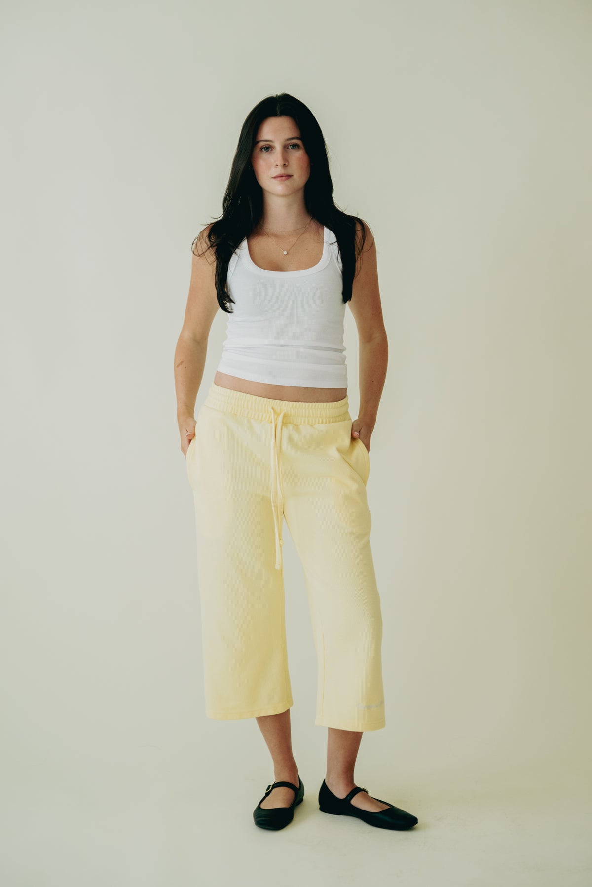 Butter Yellow Waffle Knit 3/4 Sworts