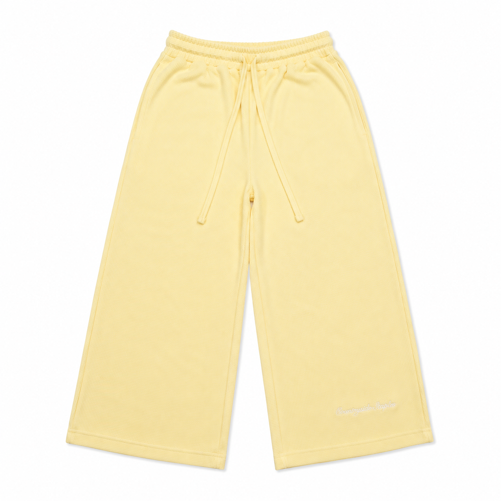 Butter Yellow Waffle Knit 3/4 Sworts