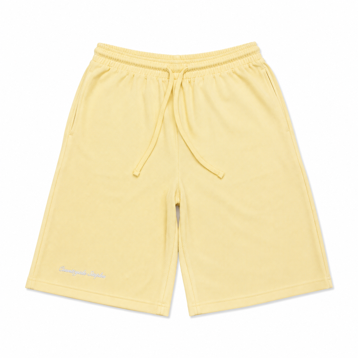 Butter Yellow Waffle Knit Shorts