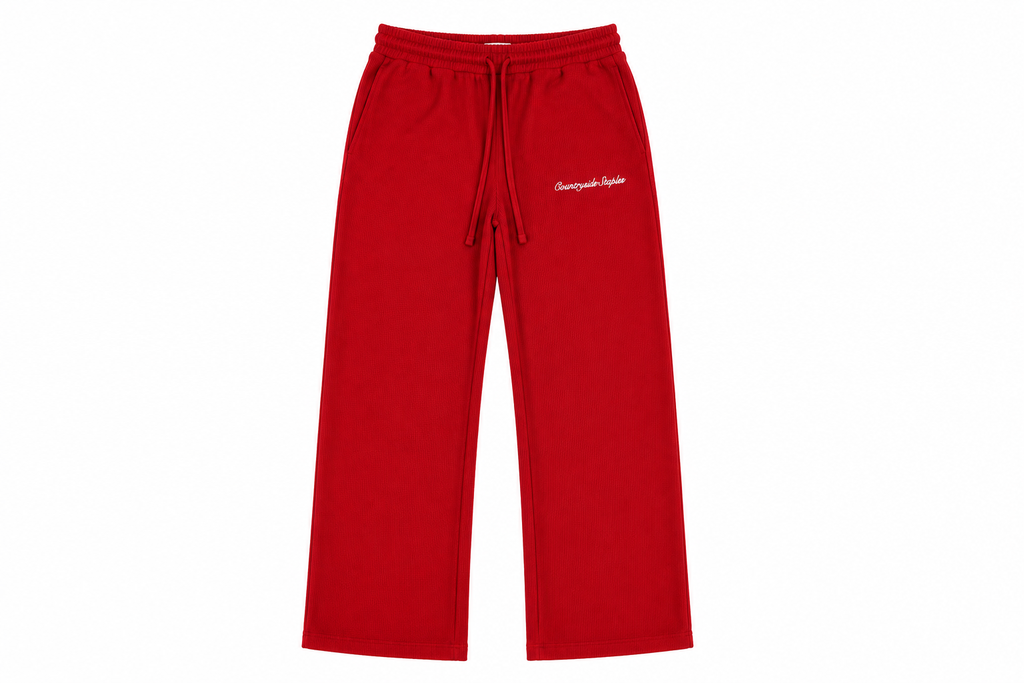 Cherry Red Waffle Knit Lounge Sweats