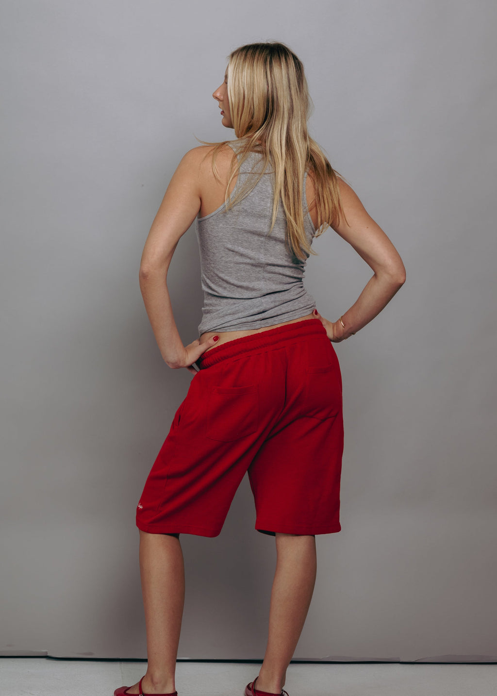 Cherry Red Waffle Knit Shorts