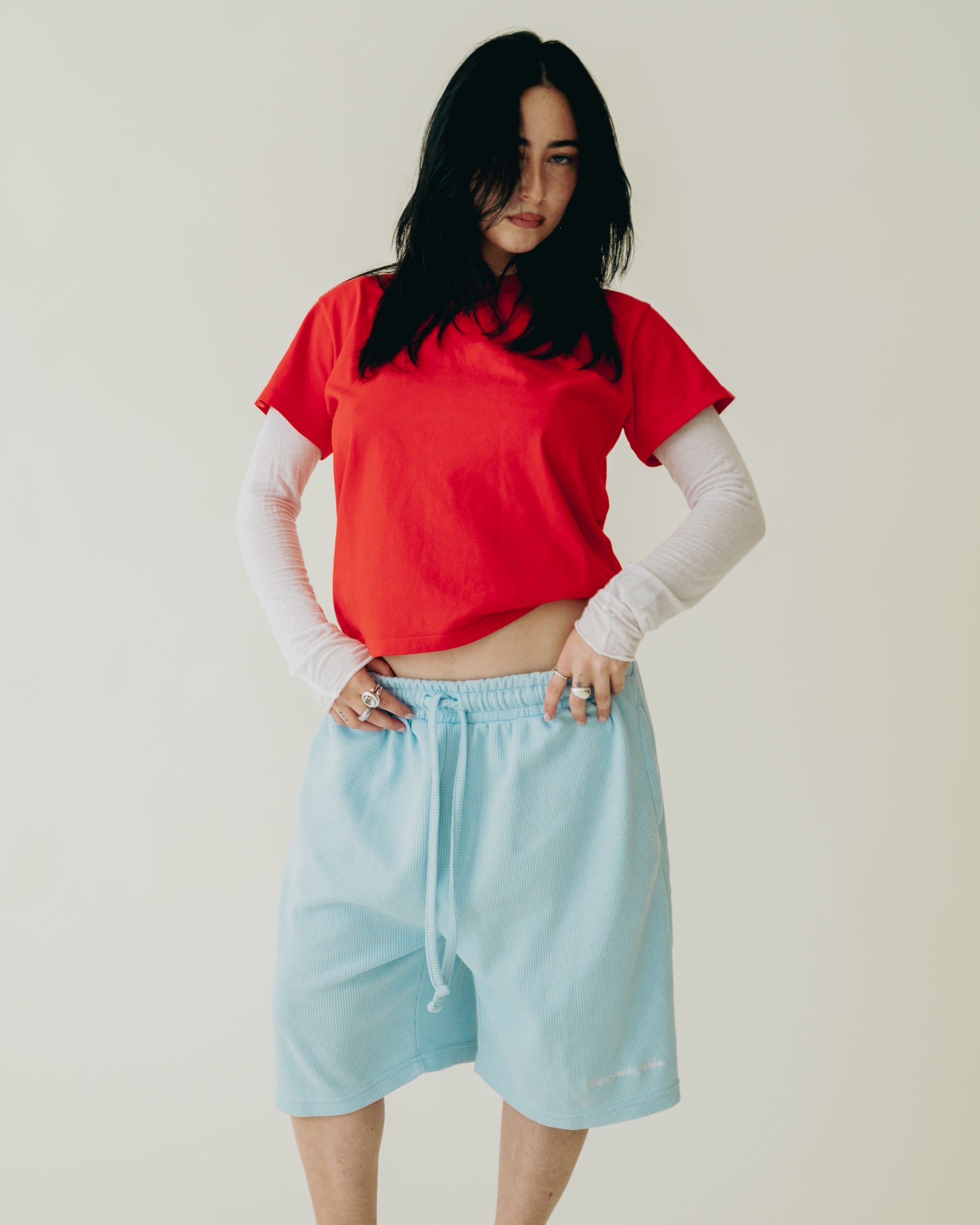 Baby Blue Waffle Knit Shorts