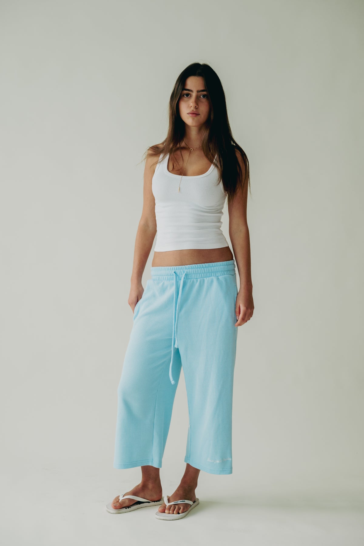 Baby Blue 3/4 Waffle Knit Sworts