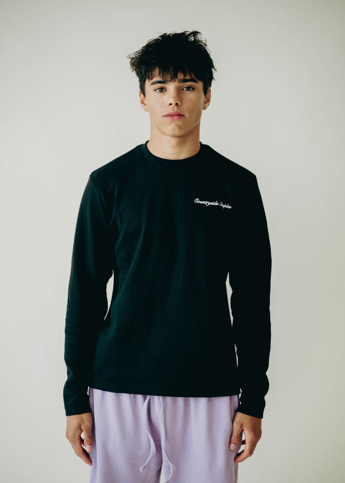Black Waffle Knit Longsleeve