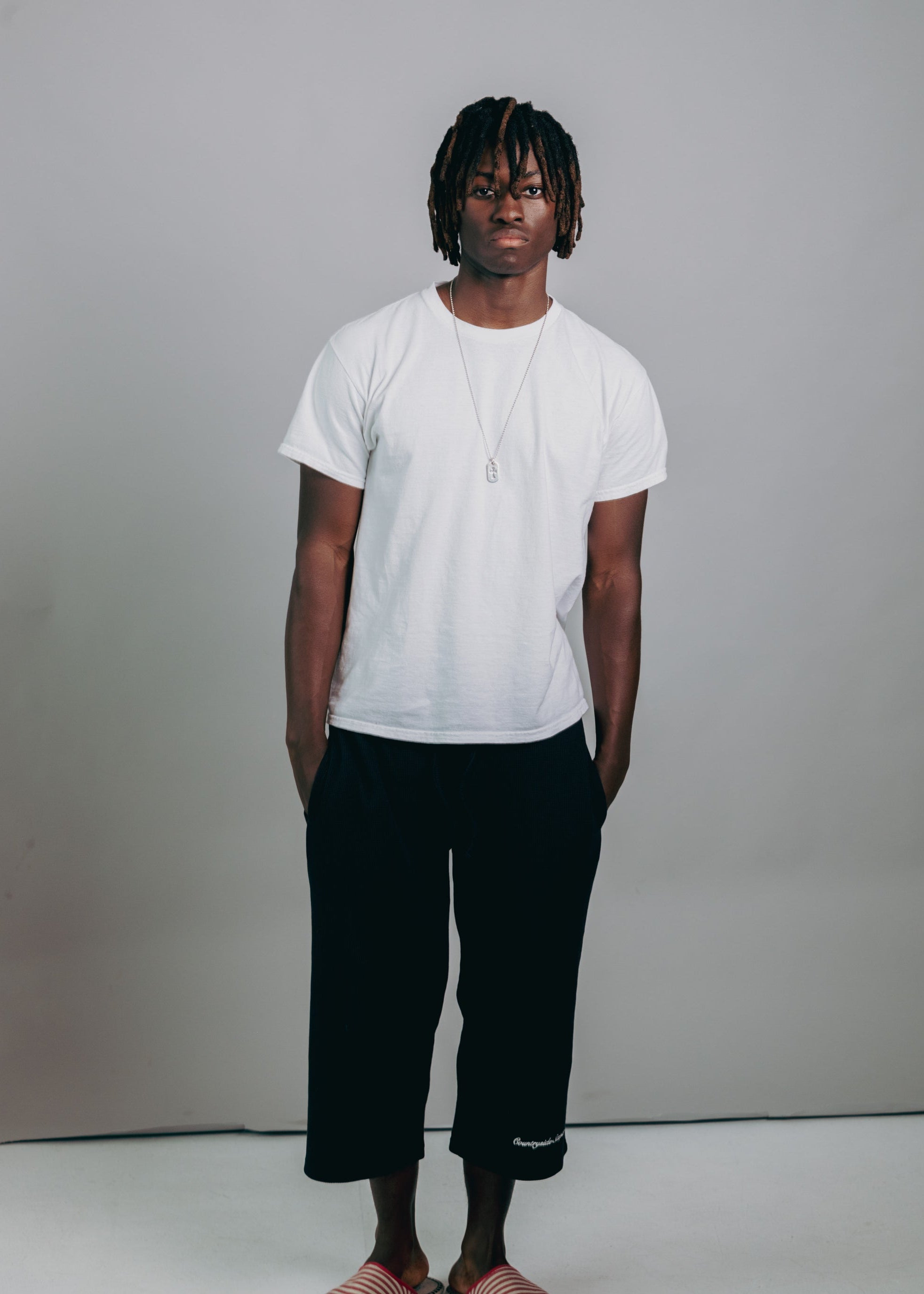 Black Waffle Knit 3/4 Sworts