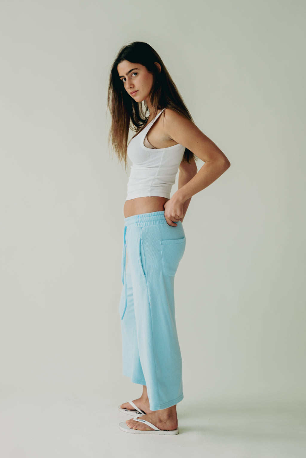 Baby Blue 3/4 Waffle Knit Sworts