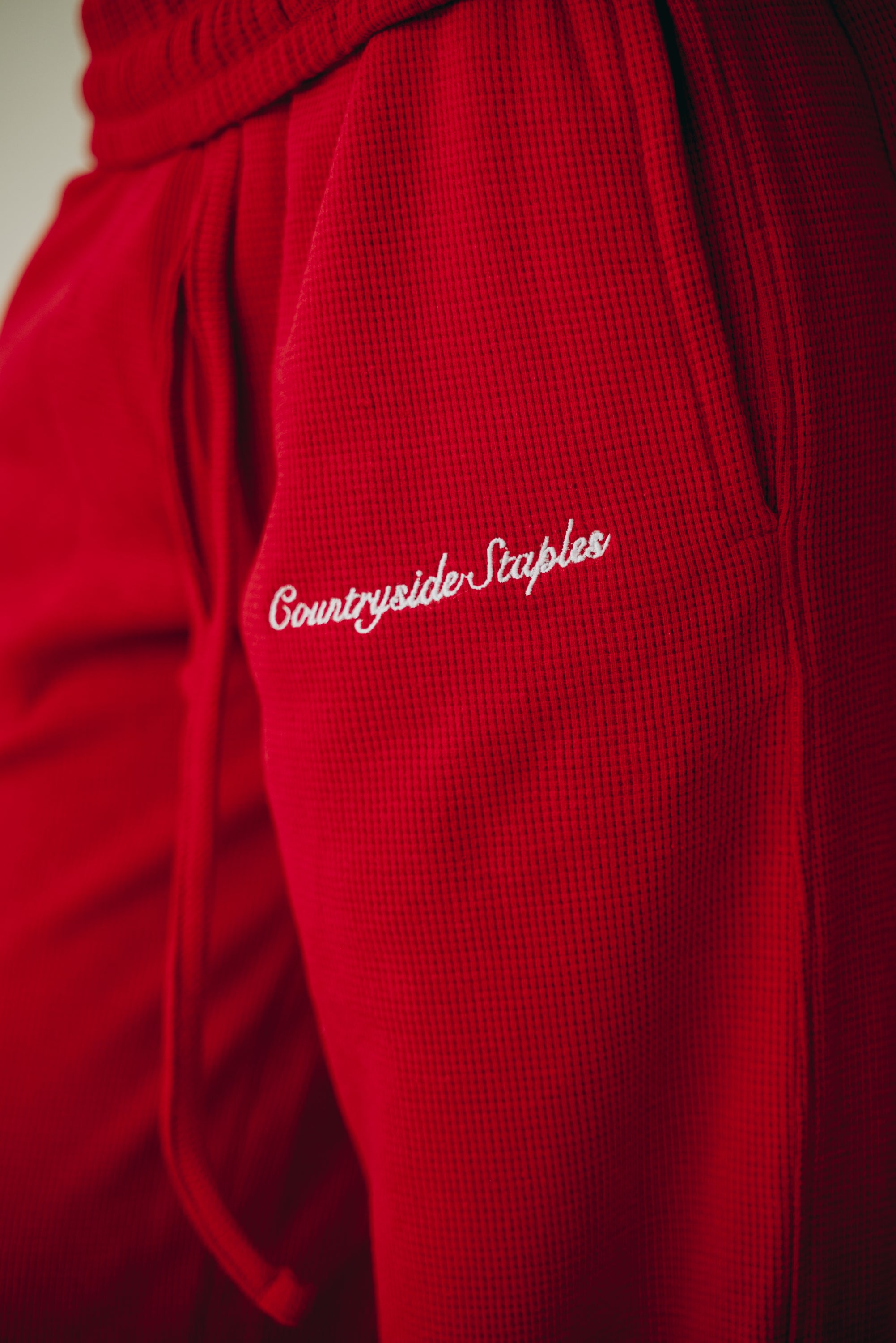 Cherry Red Waffle Knit Lounge Sweats