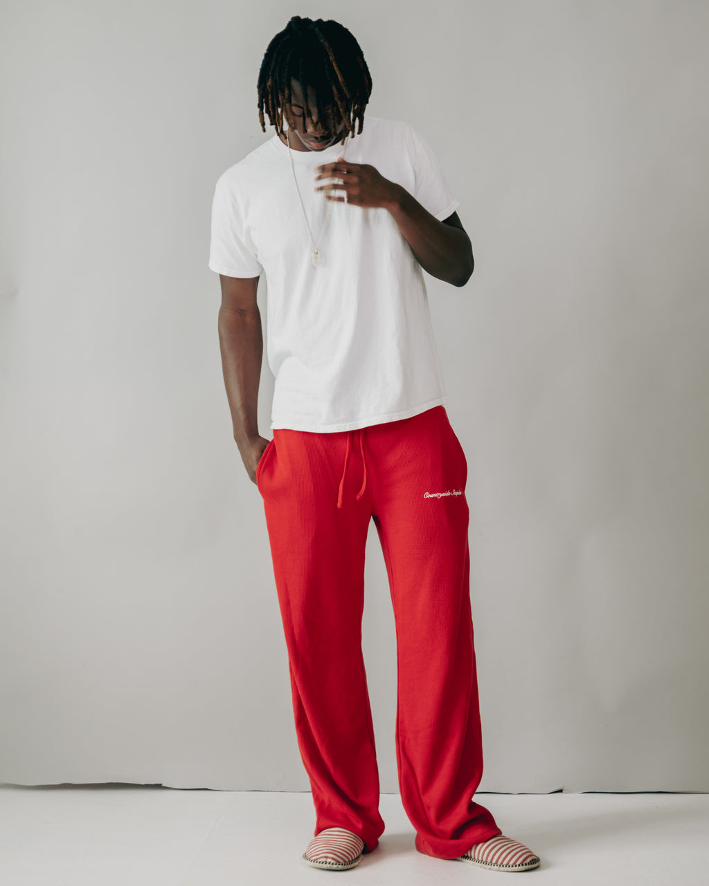Cherry Red Waffle Knit Lounge Sweats