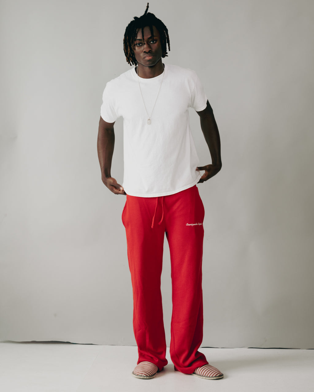 Cherry Red Waffle Knit Lounge Sweats