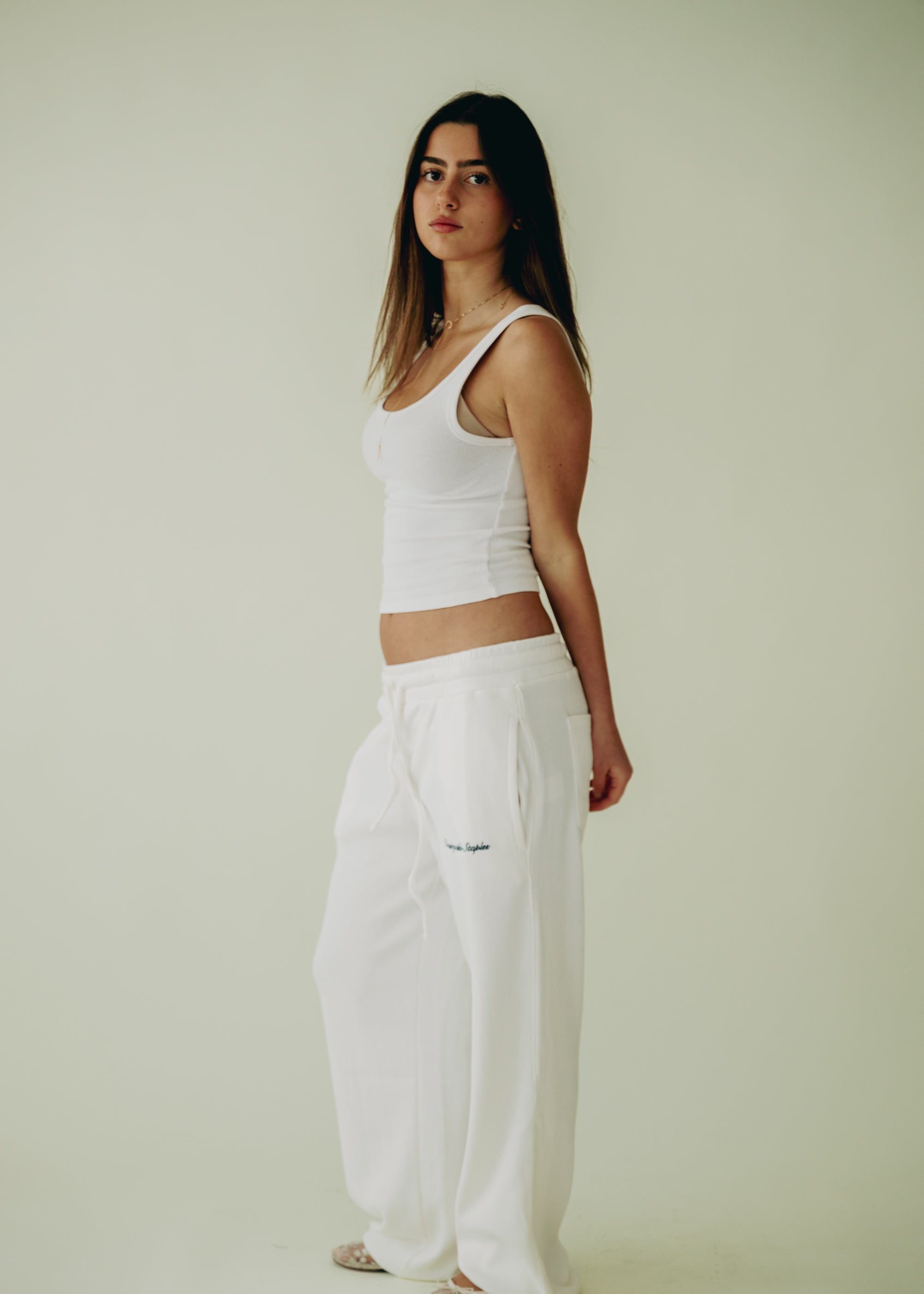 Cream Waffle Knit Lounge Sweats