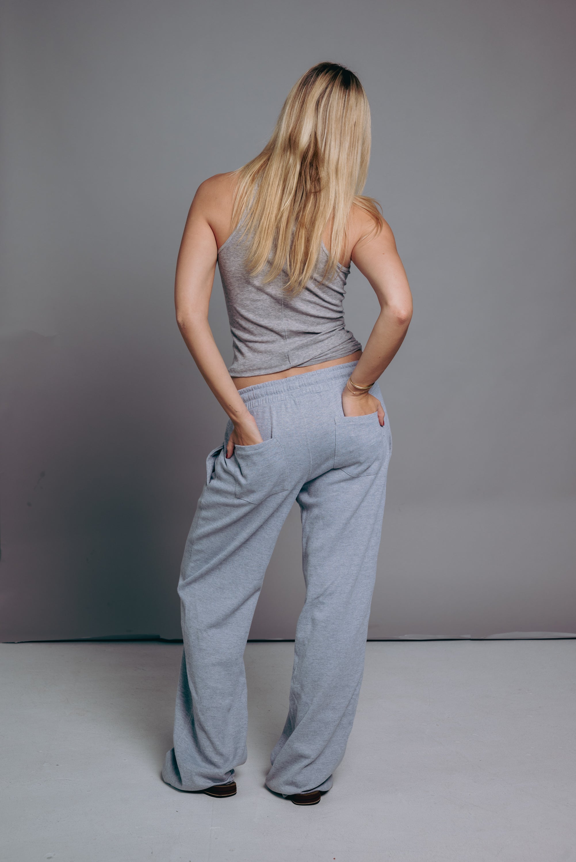 Gray Waffle Knit Lounge Sweats