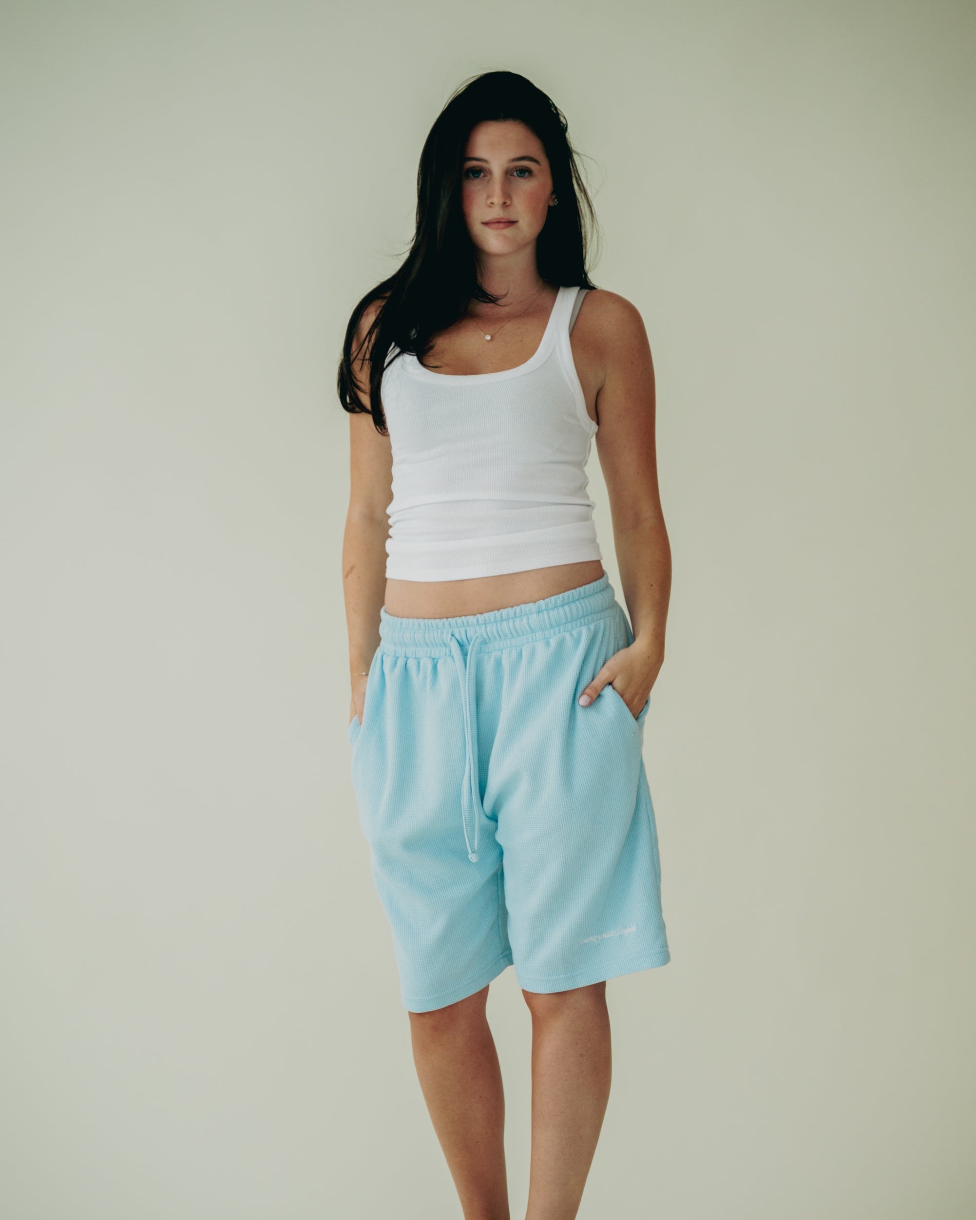 Baby Blue Waffle Knit Shorts