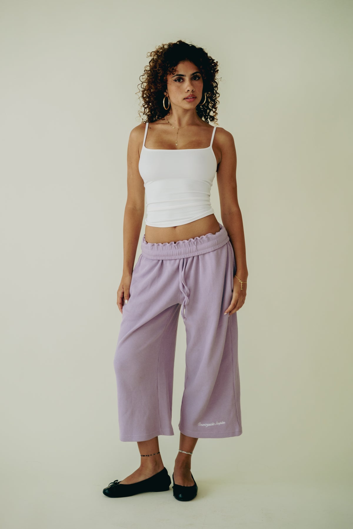 Lavender Waffle Knit 3/4 Sworts