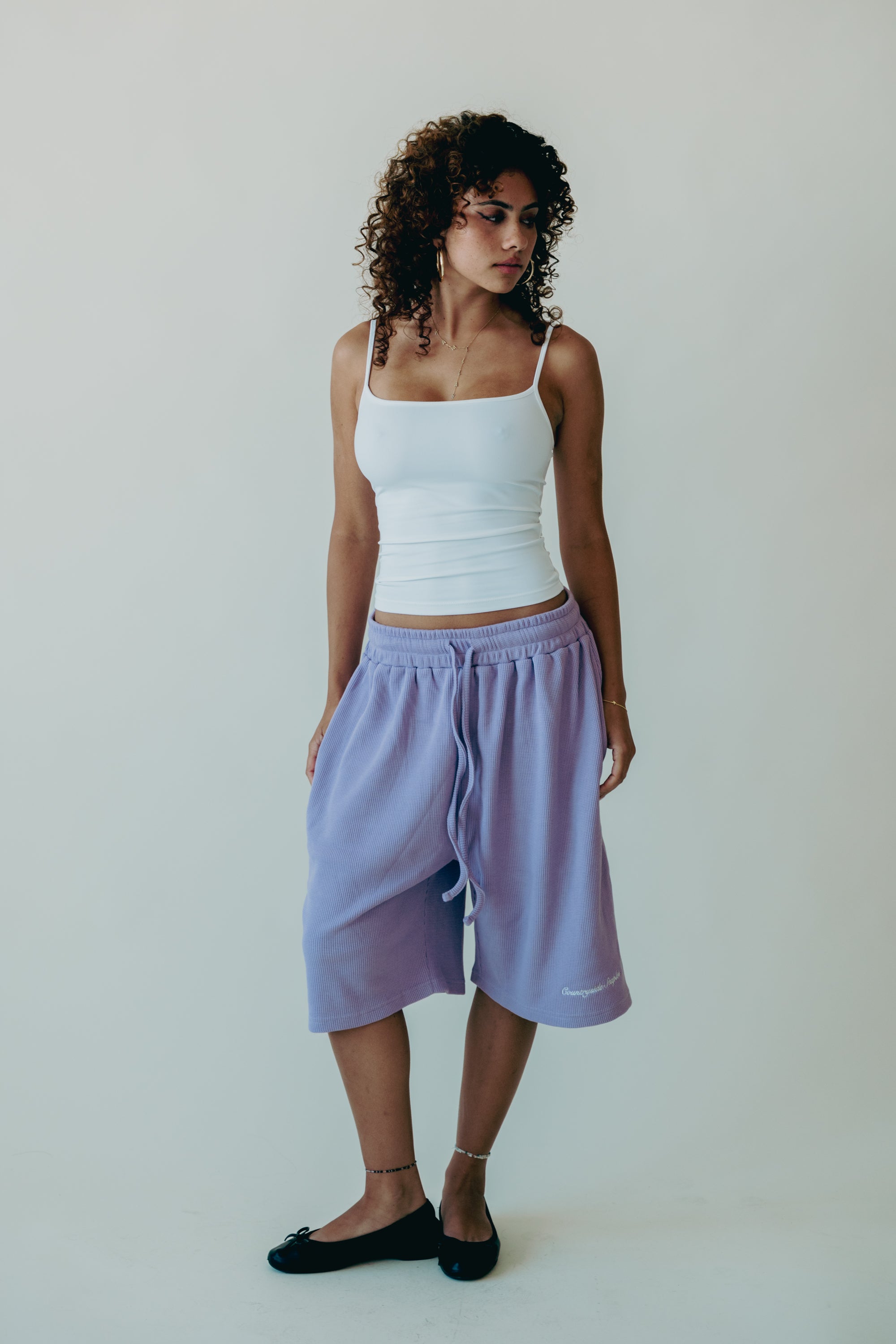 Lavender Waffle Knit Shorts (Pre-Order)