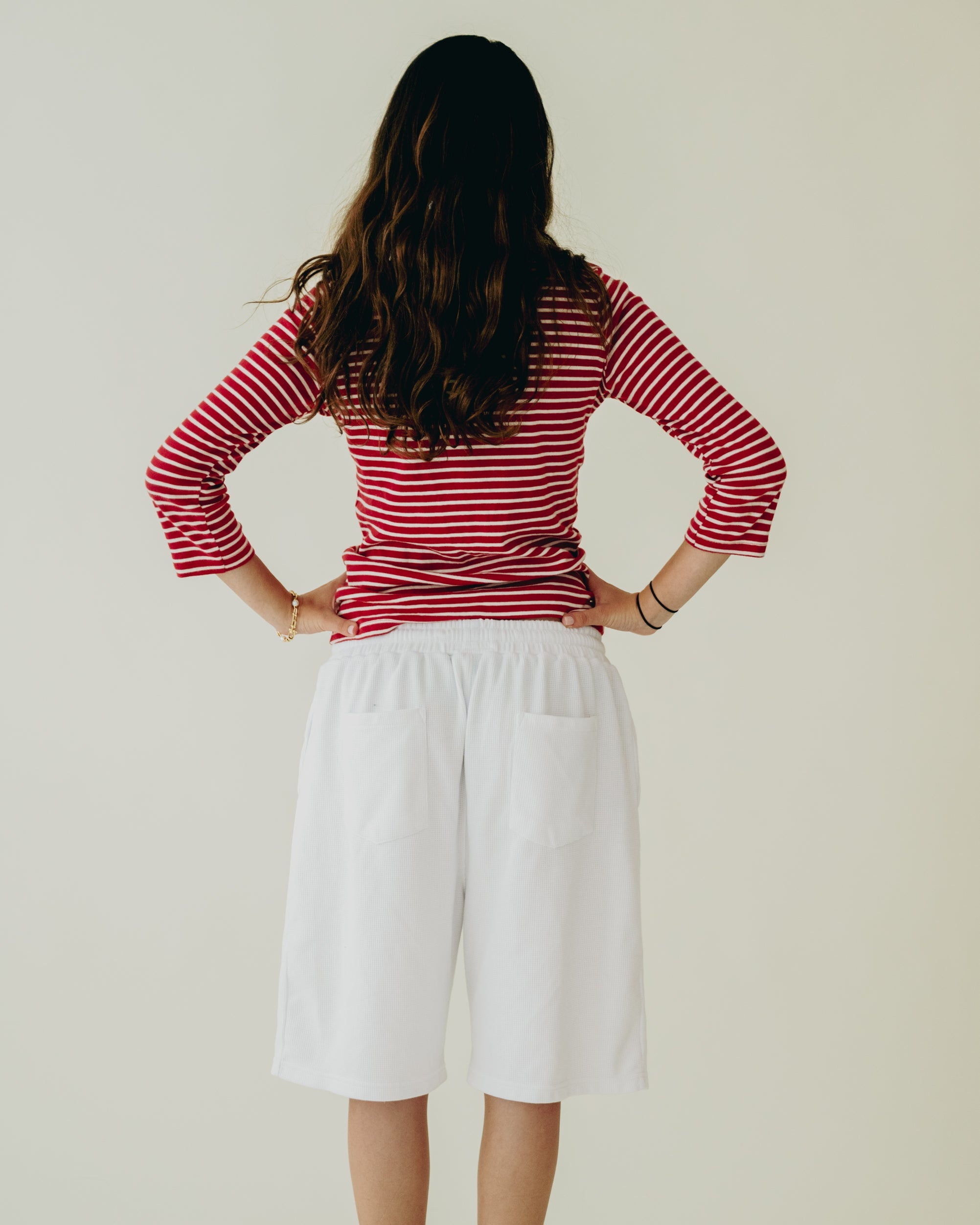 Bone White Waffle Knit Shorts (Pre-Order)