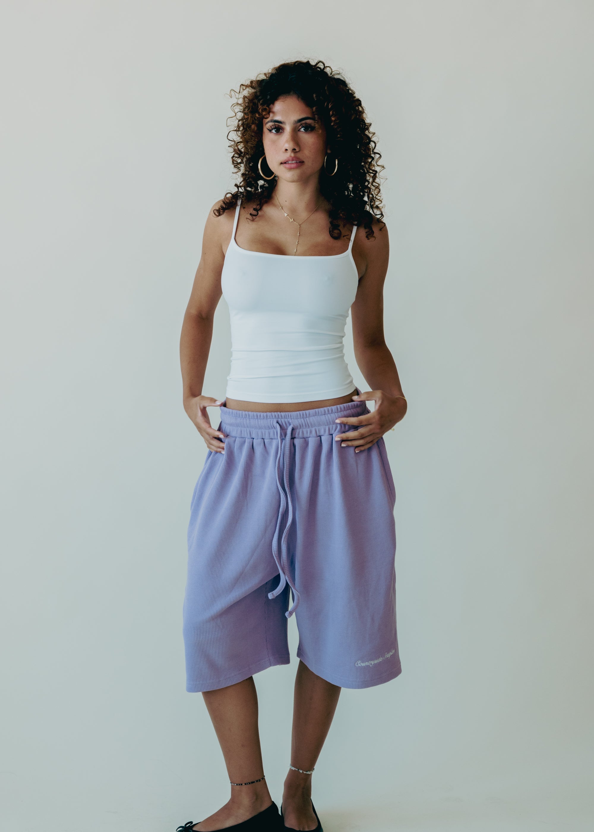 Lavender Waffle Knit Shorts (Pre-Order)