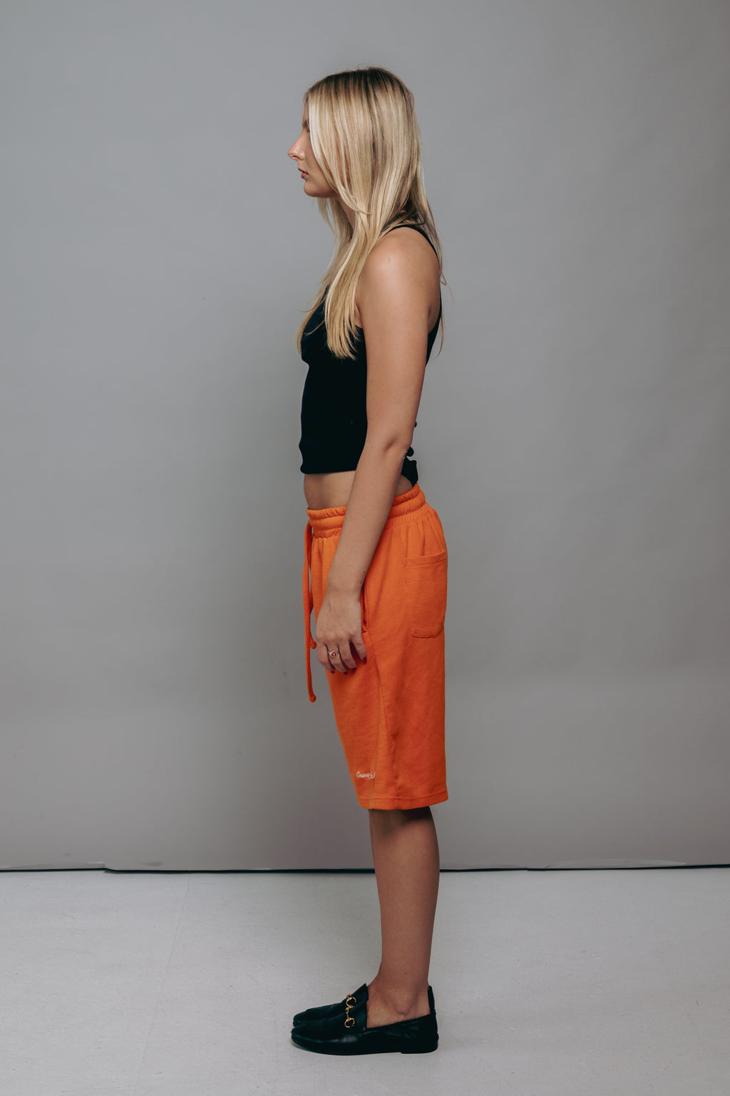 Orange Waffle Knit Shorts
