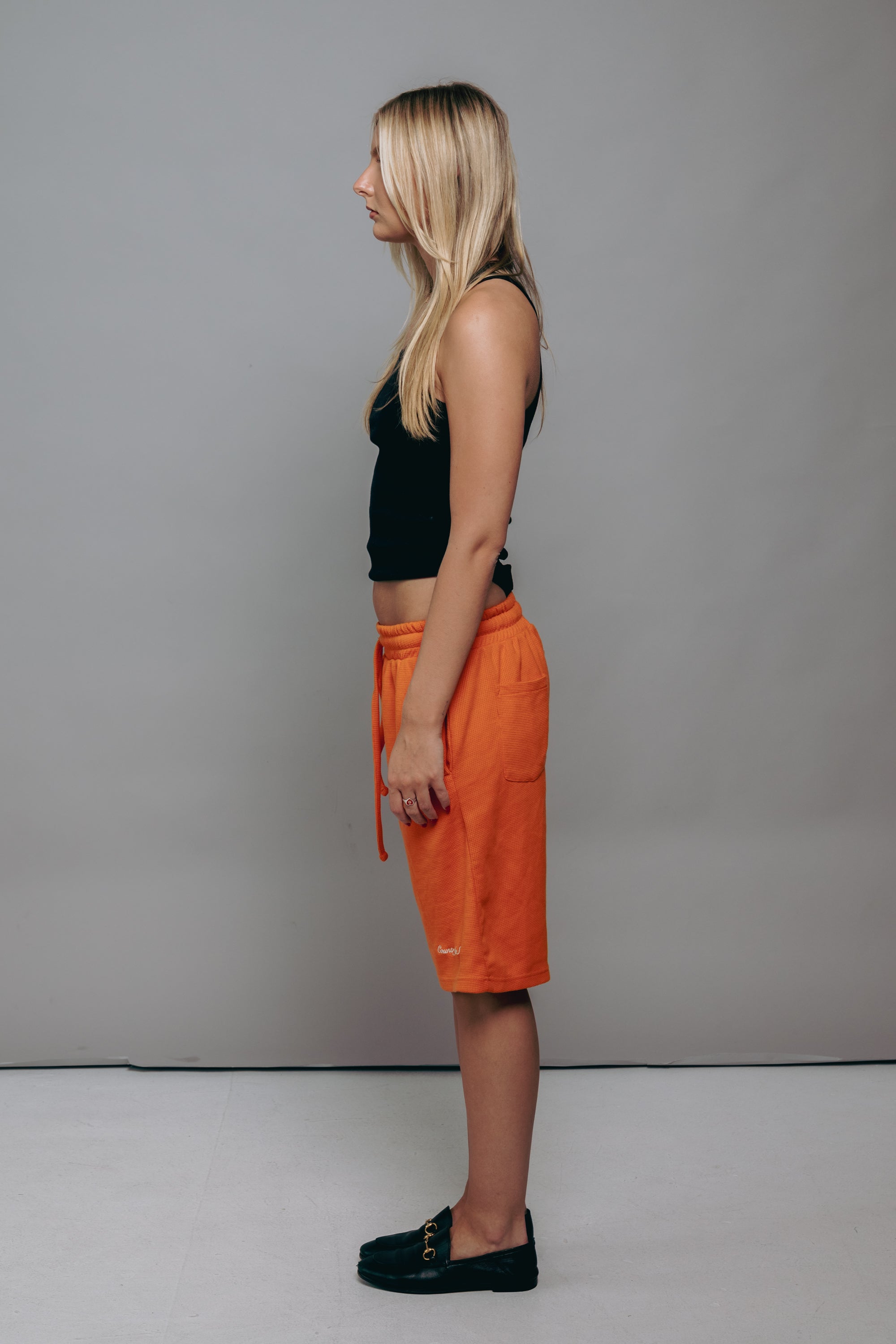 Orange Waffle Knit Shorts