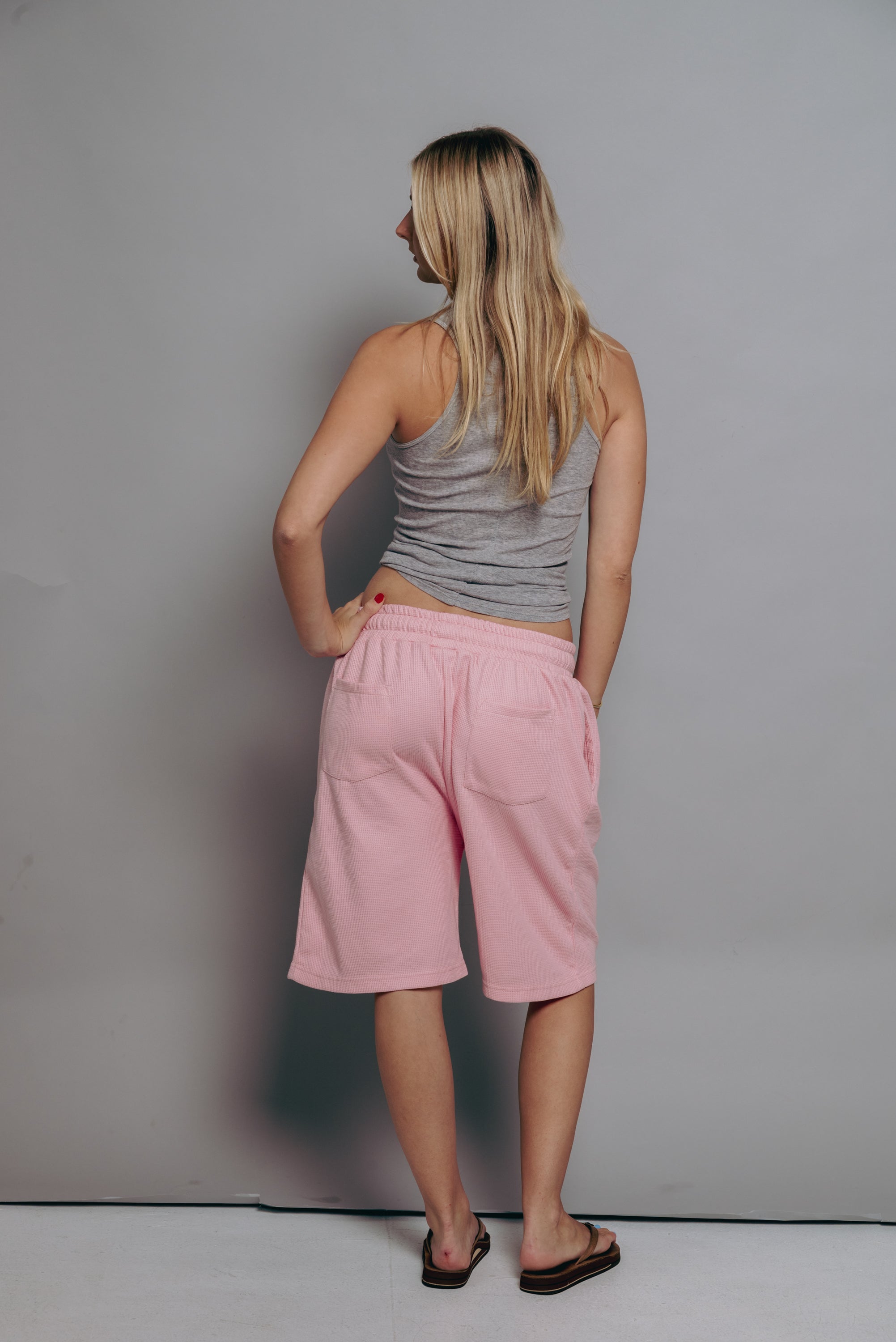 Pastel Pink Waffle Knit Shorts