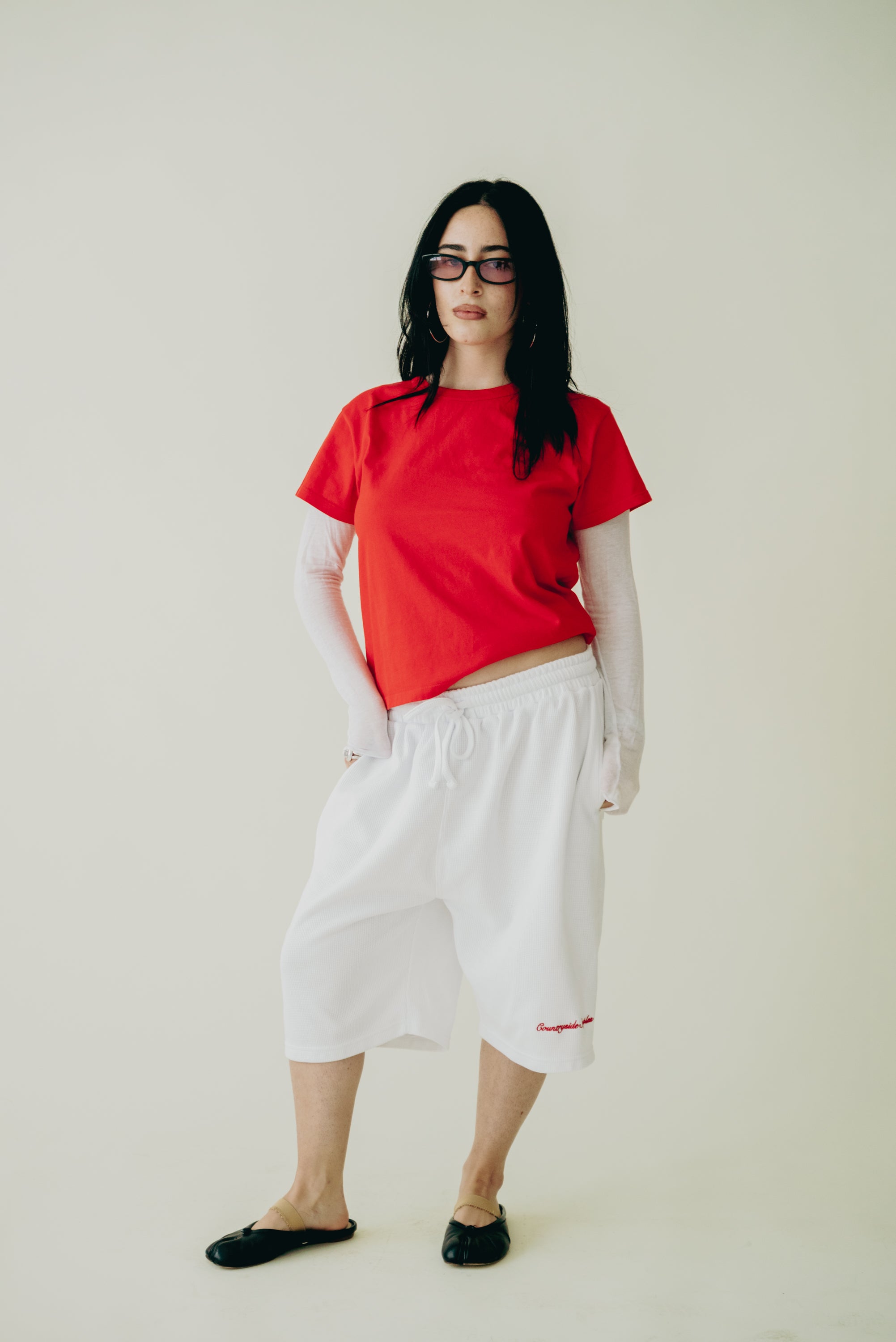 Bone White Waffle Knit Shorts (Pre-Order)
