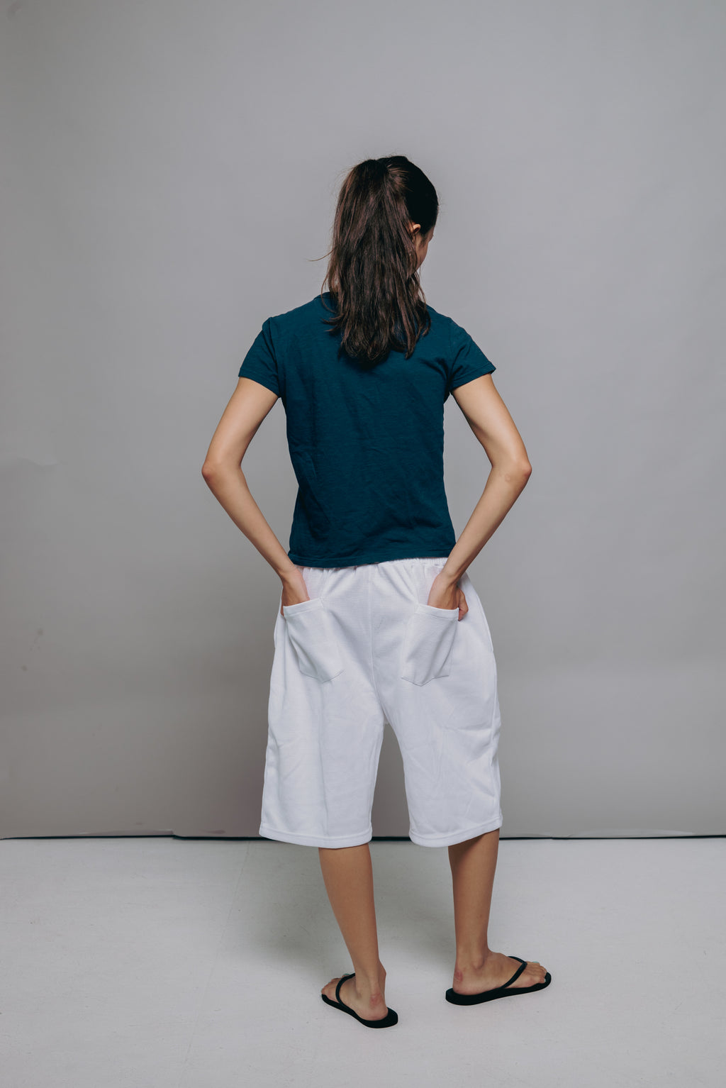Bone White Waffle Knit Shorts