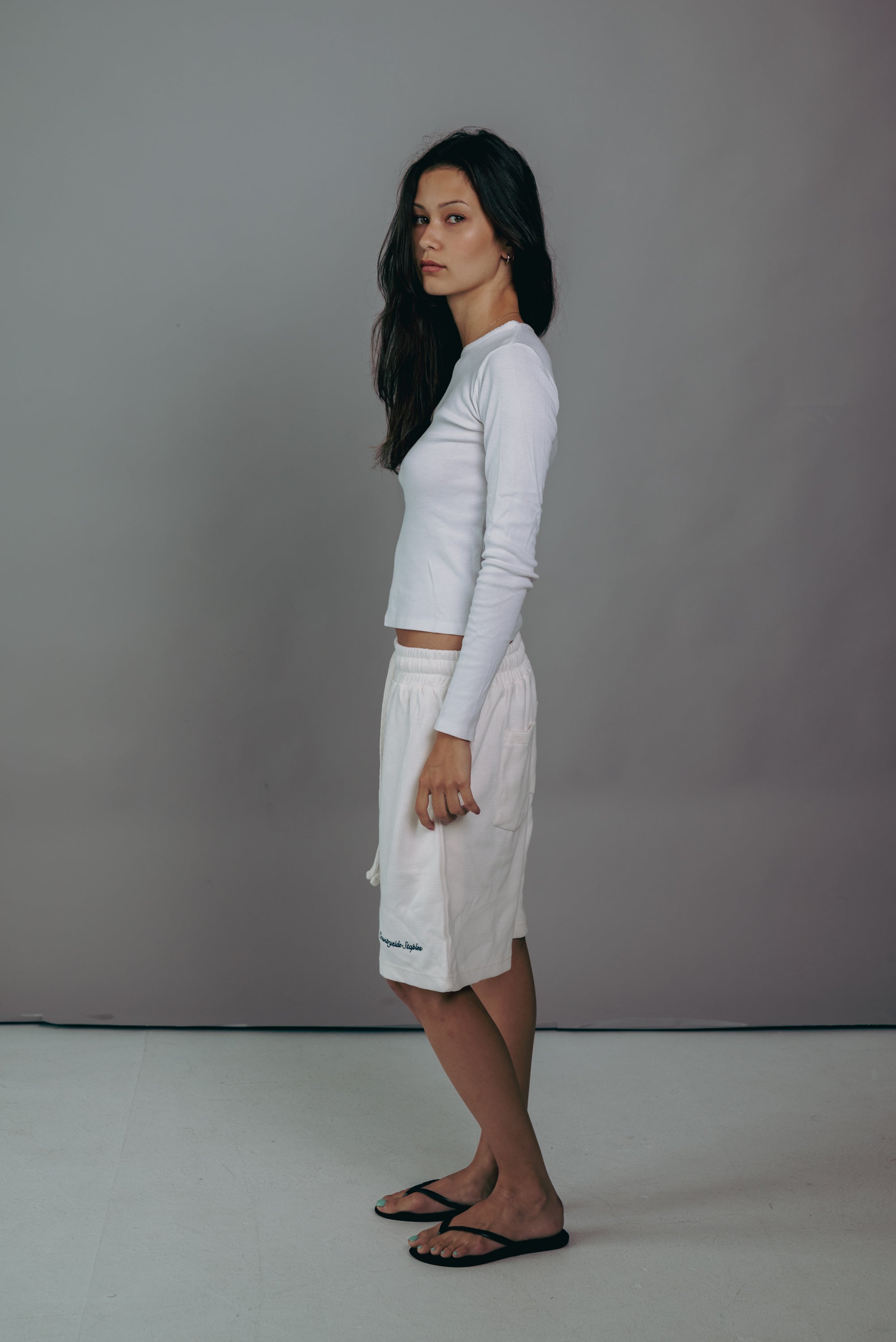 Cream Waffle Knit Shorts