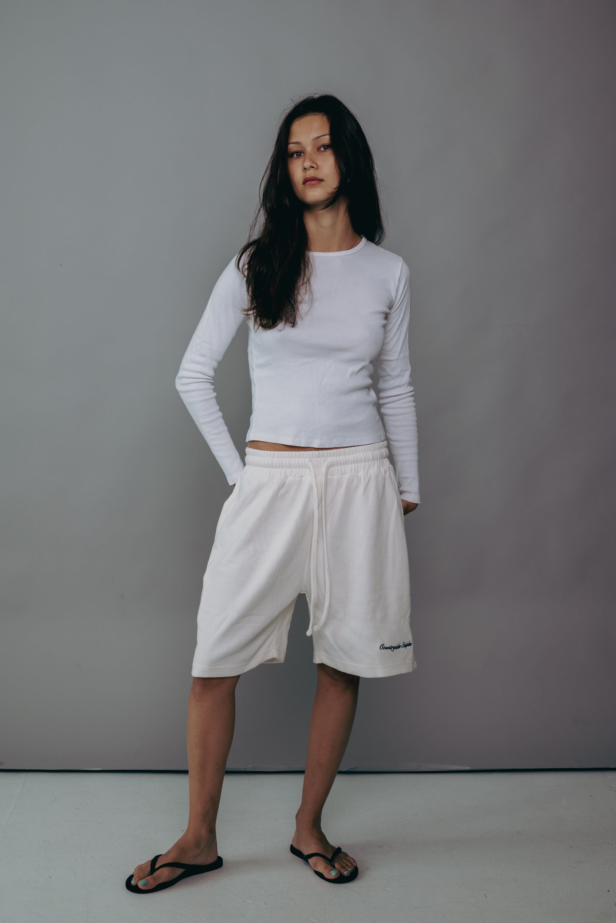 Cream Waffle Knit Shorts