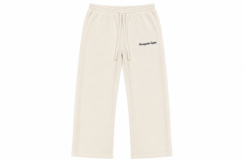 Cream Waffle Knit Lounge Sweats