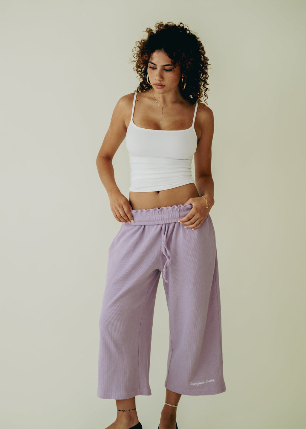 Lavender Waffle Knit 3/4 Sworts
