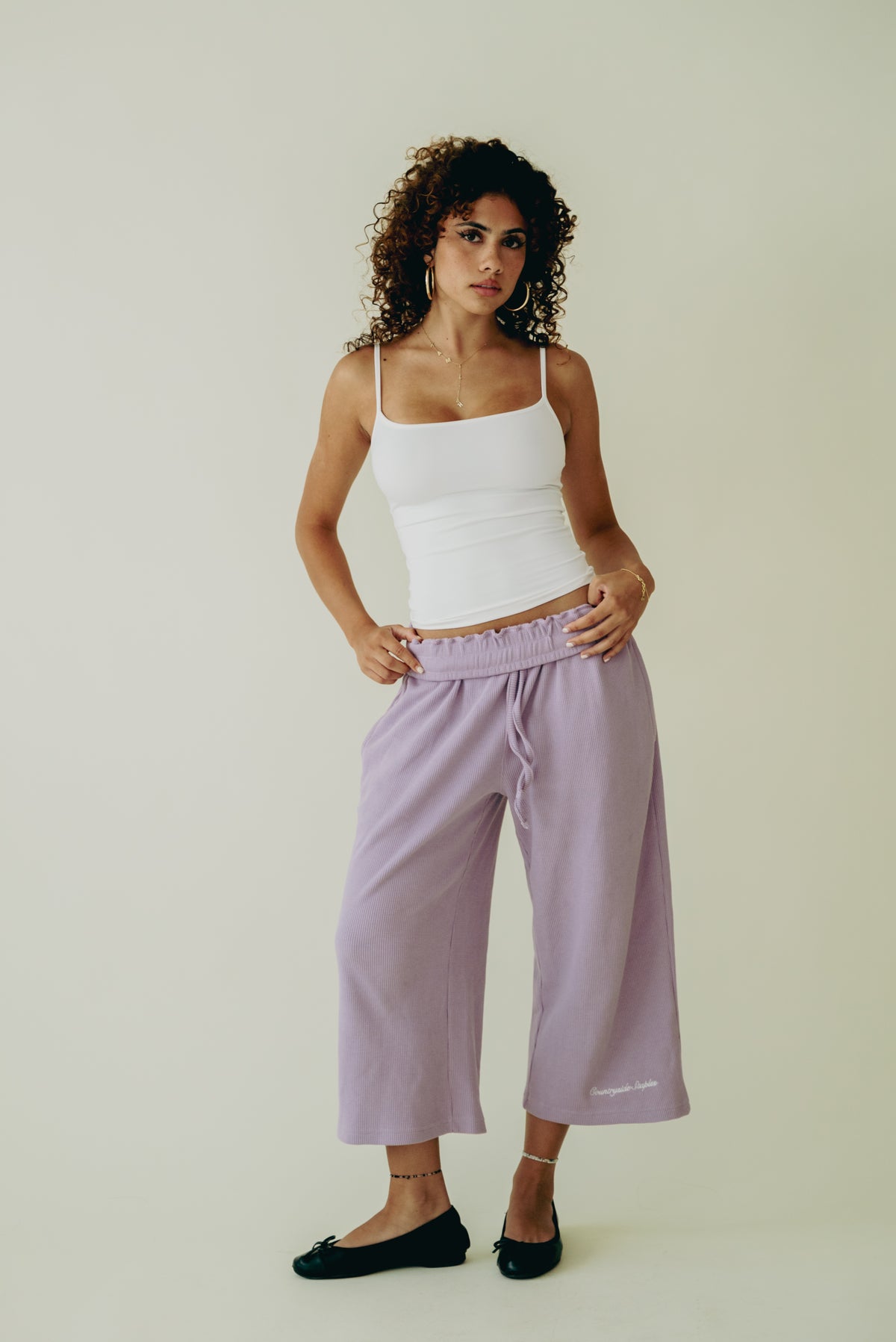 Lavender Waffle Knit 3/4 Sworts