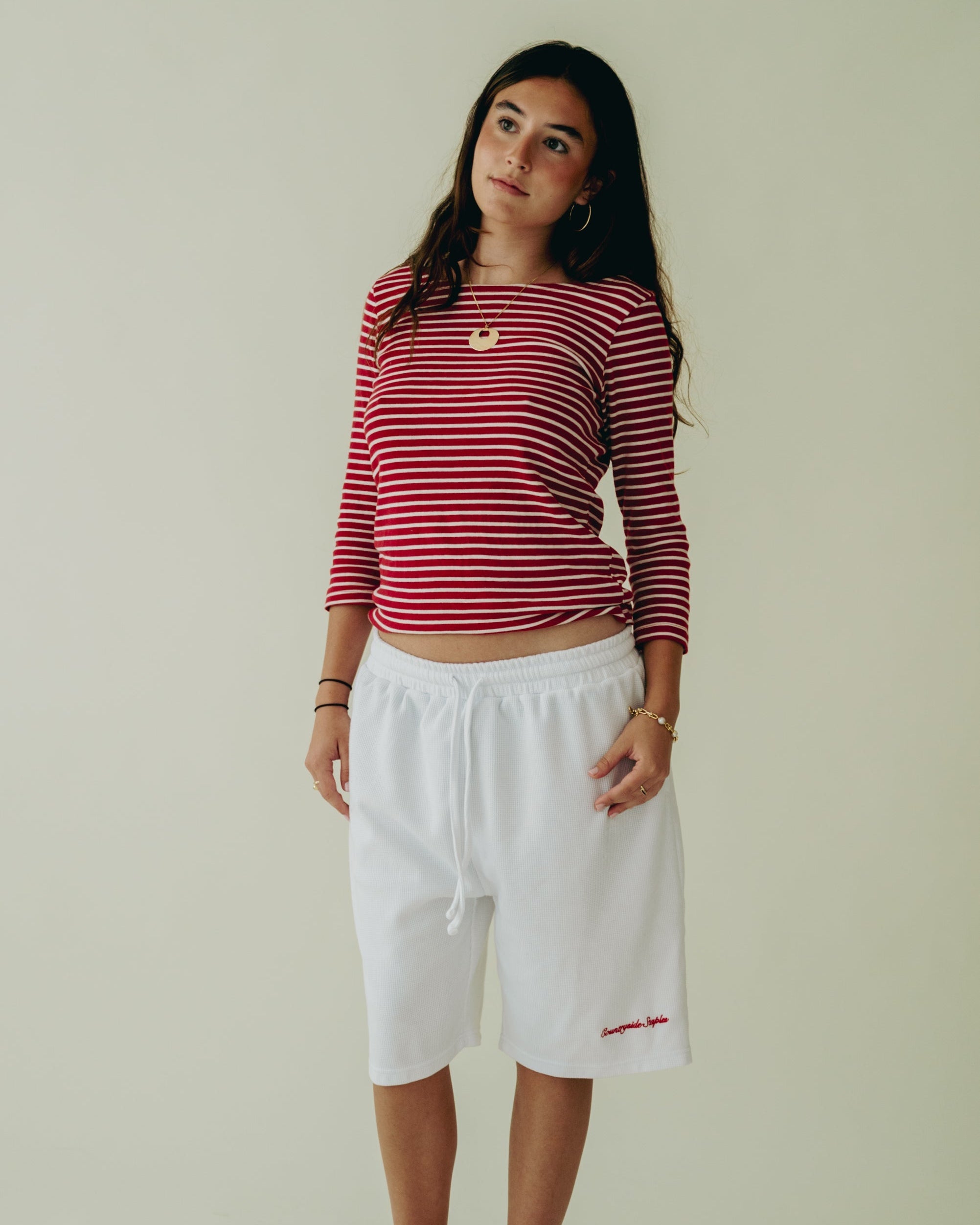Bone White Waffle Knit Shorts (Pre-Order)