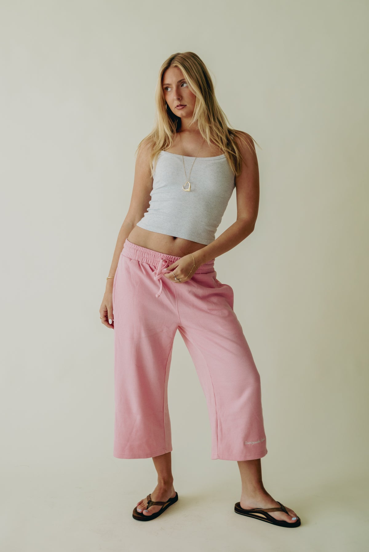Pastel Pink Waffle Knit 3/4 Sworts