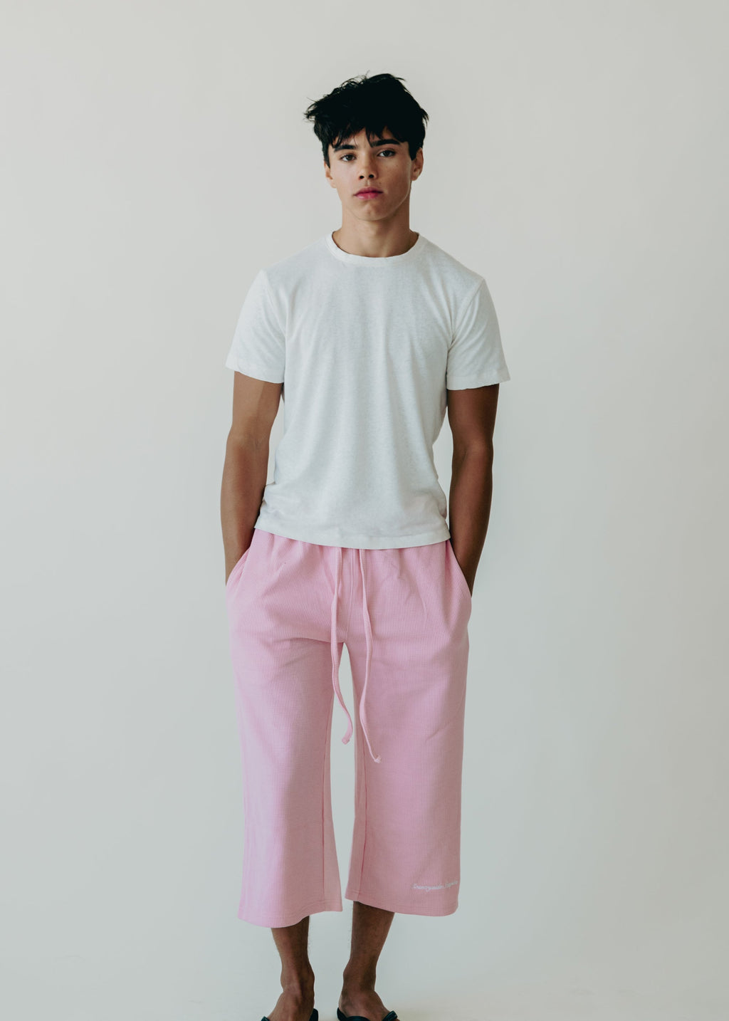 Pastel Pink Waffle Knit 3/4 Sworts