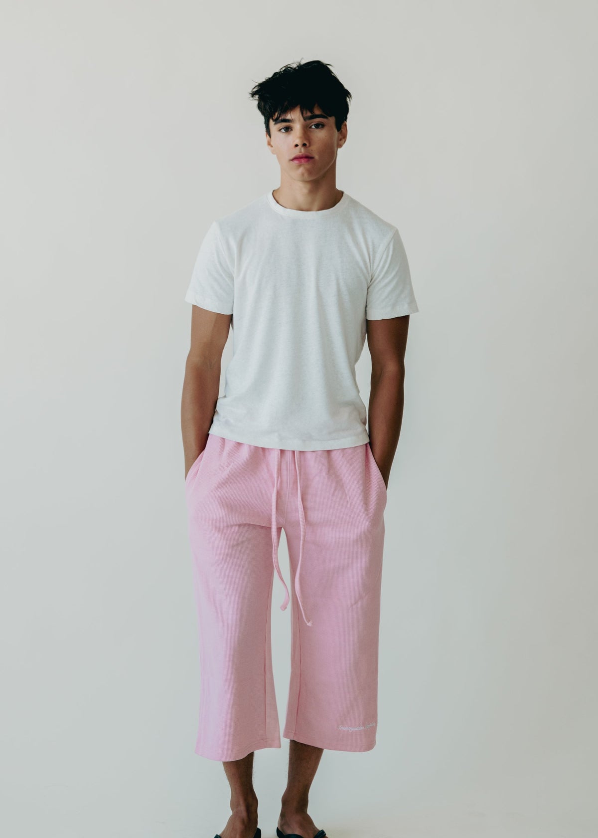 Pastel Pink Waffle Knit 3/4 Sworts