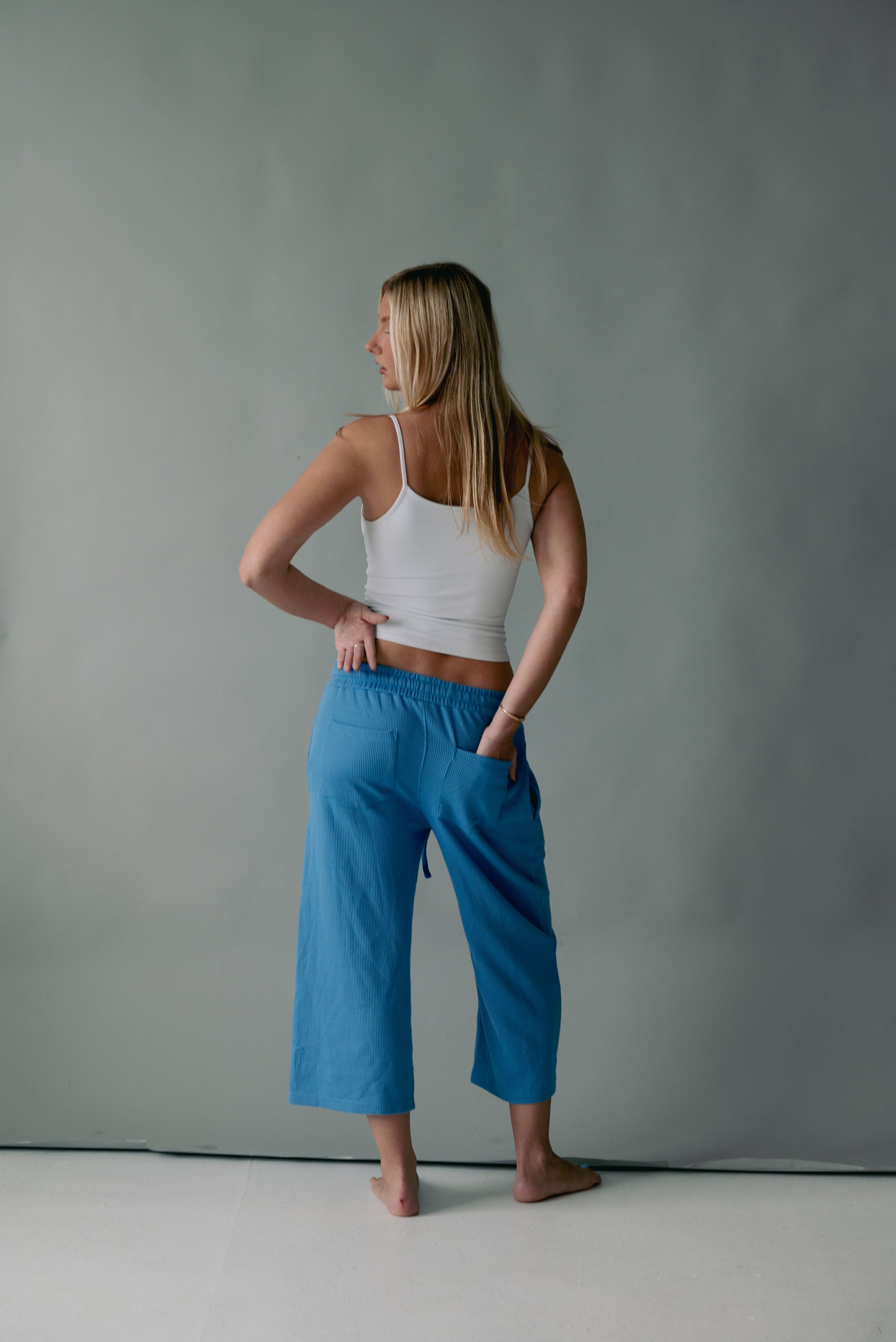 Sky Blue Waffle Knit 3/4 Sworts