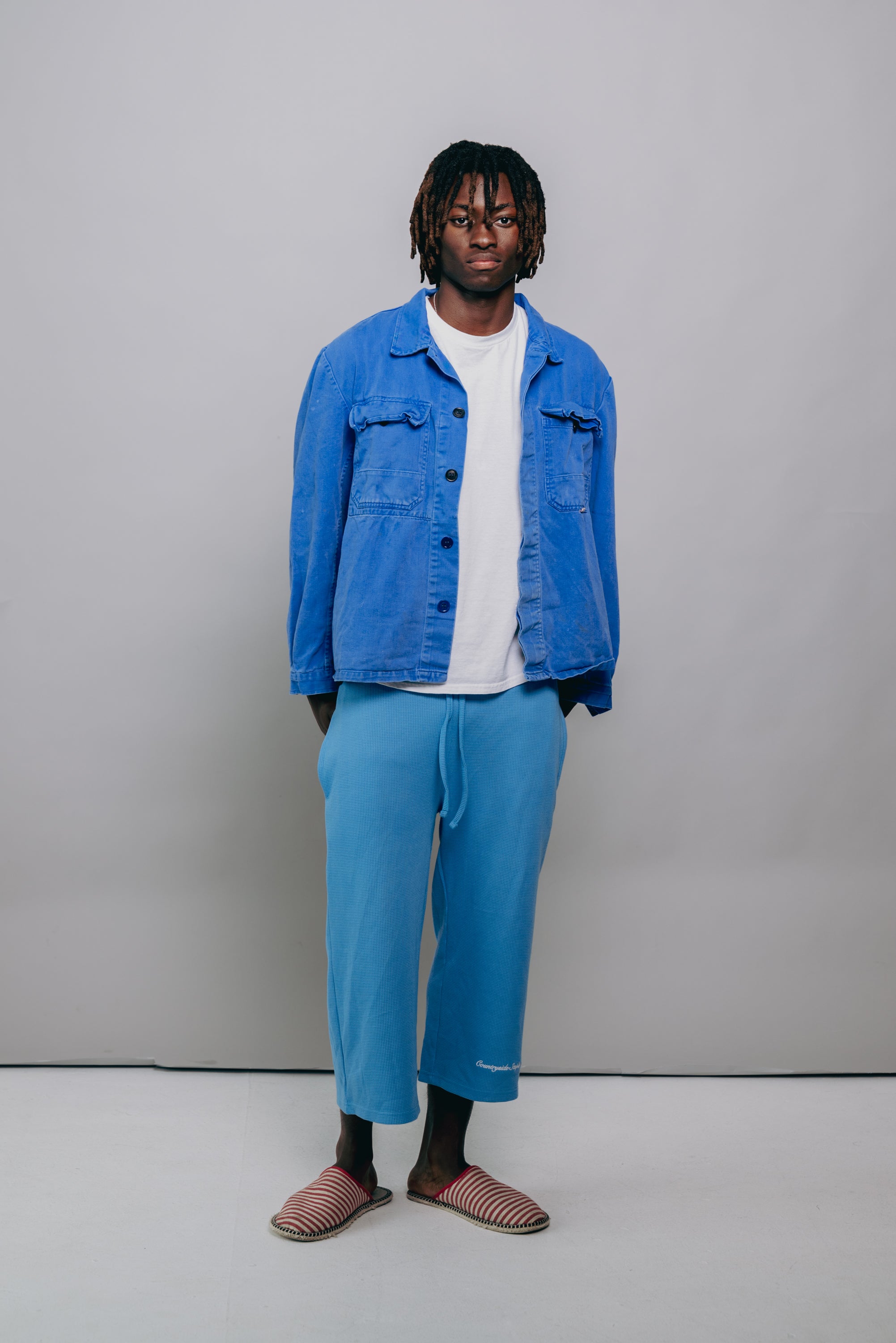 Sky Blue Waffle Knit 3/4 Sworts
