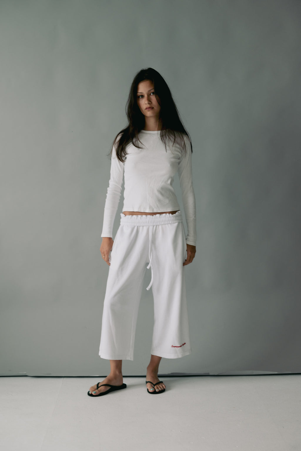 Bone White Waffle Knit 3/4 Sworts