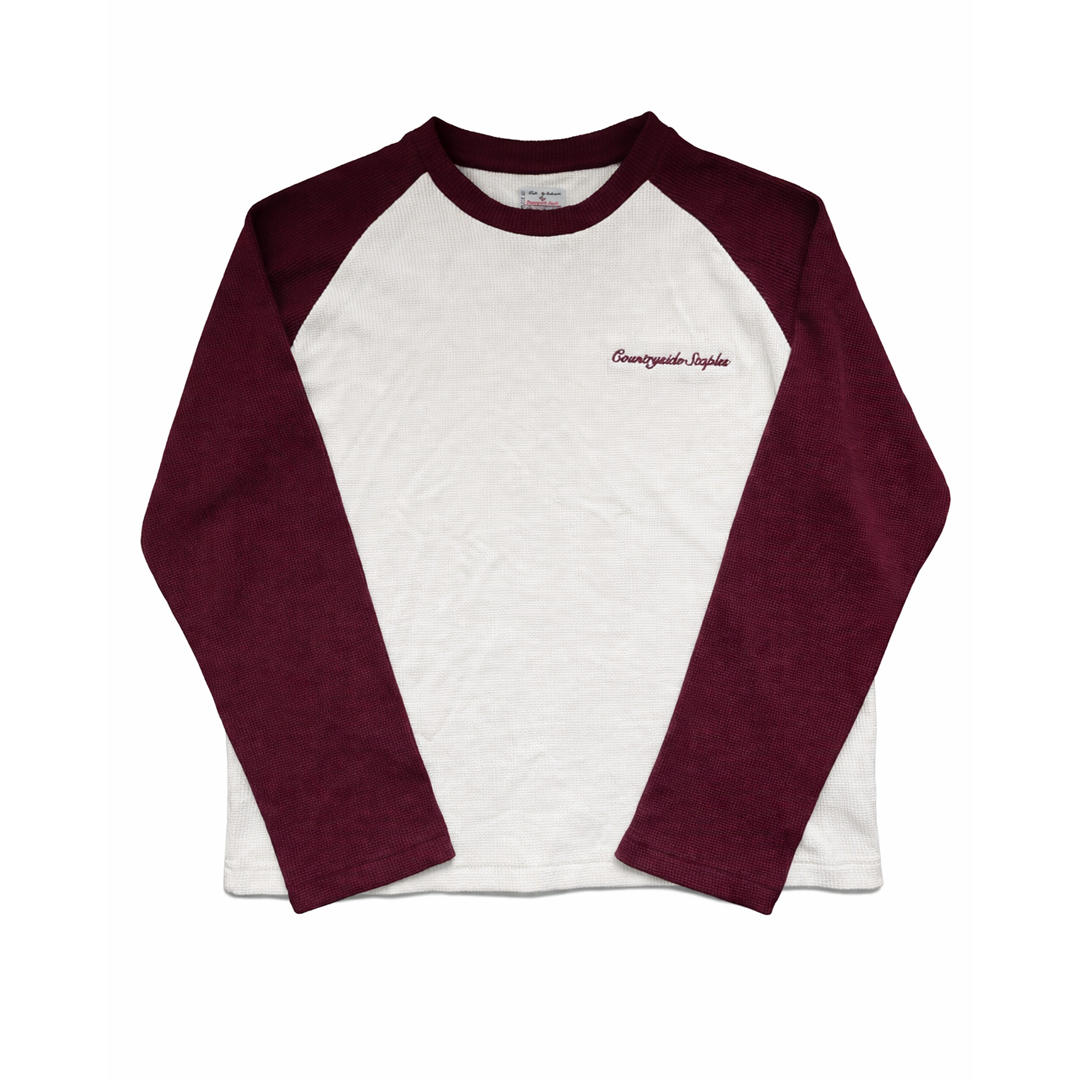 Countryside Staples Waffle Knit Wine Red  Raglan